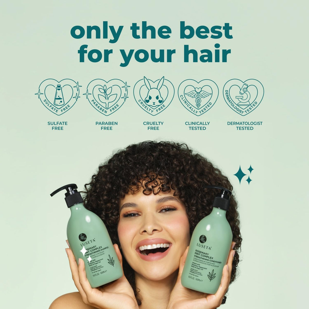 L LUSETA Rosemary Mint Hair Care Set with fresh rosemary and mint leaves