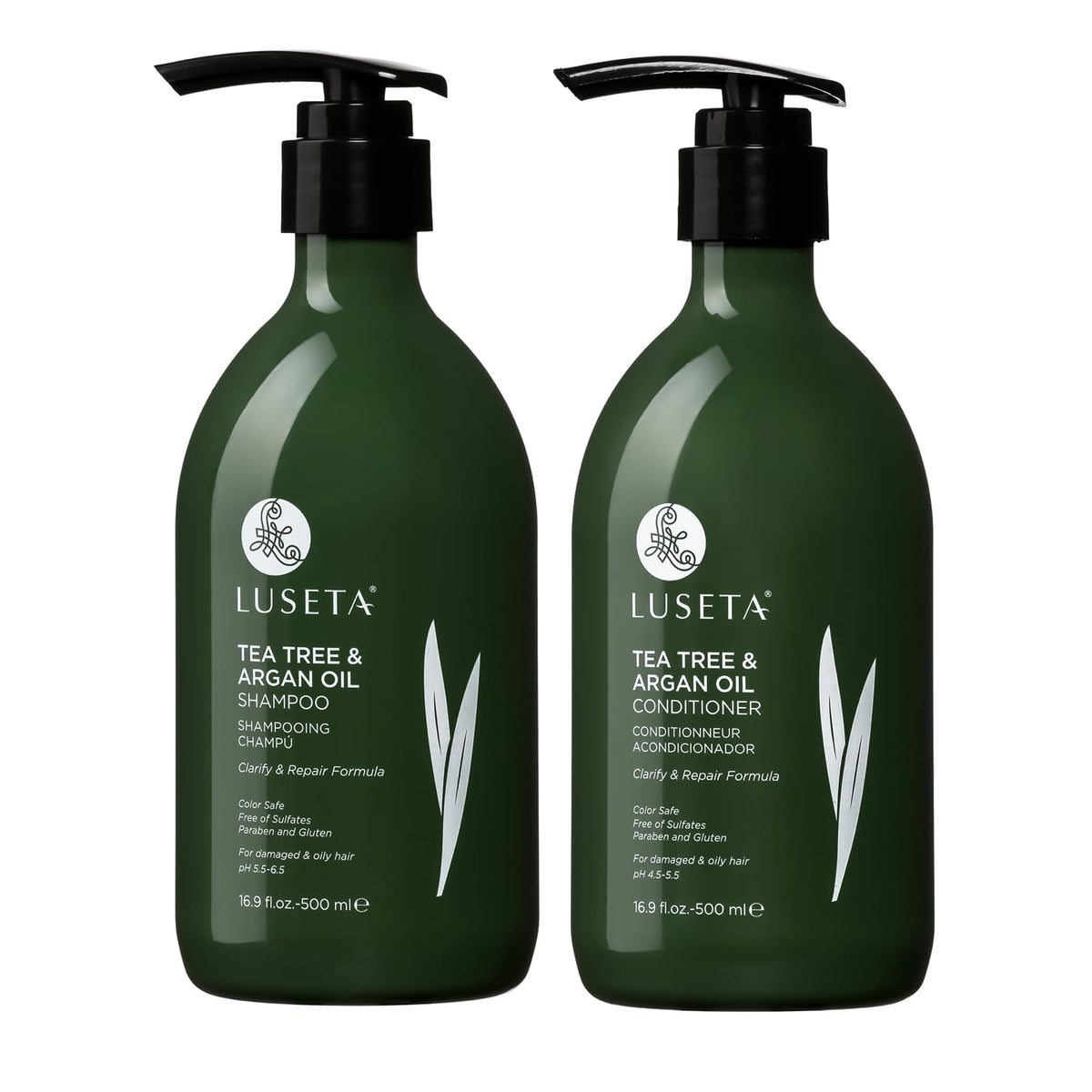 L LUSETA Tea Tree Oil Shampoo and Conditioner Set front view