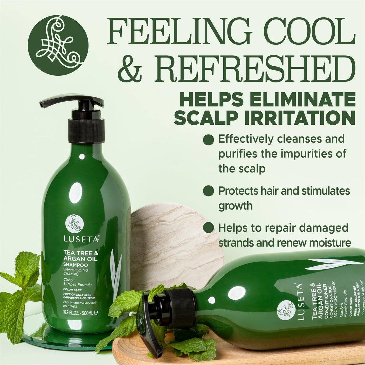 L LUSETA Tea Tree Oil Shampoo and Conditioner Set packaging