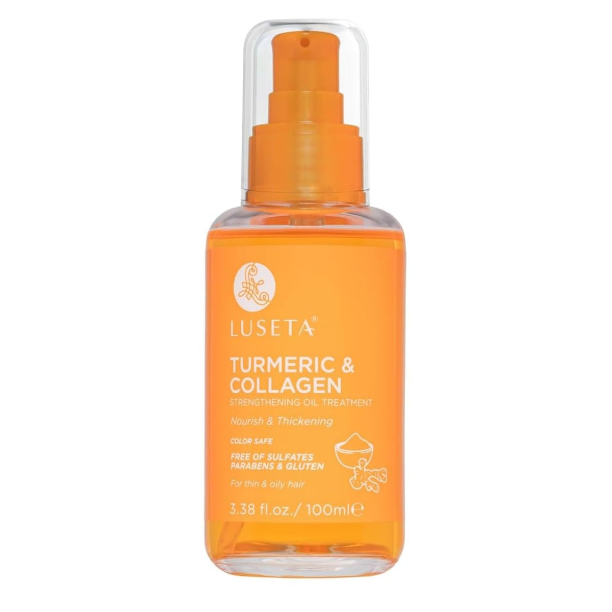 L LUSETA Turmeric Collagen Hair Serum front view 3.38 oz