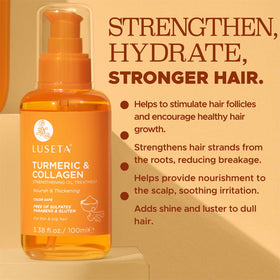 L LUSETA Turmeric Collagen Hair Serum with fresh turmeric