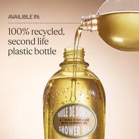 L'OCCITANE Almond Shower Oil Refill with a towel