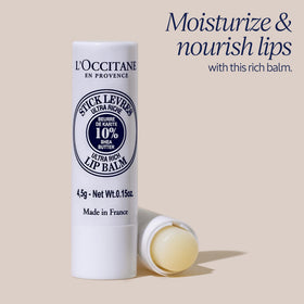L'OCCITANE lip balm stick packaging with ingredients listed