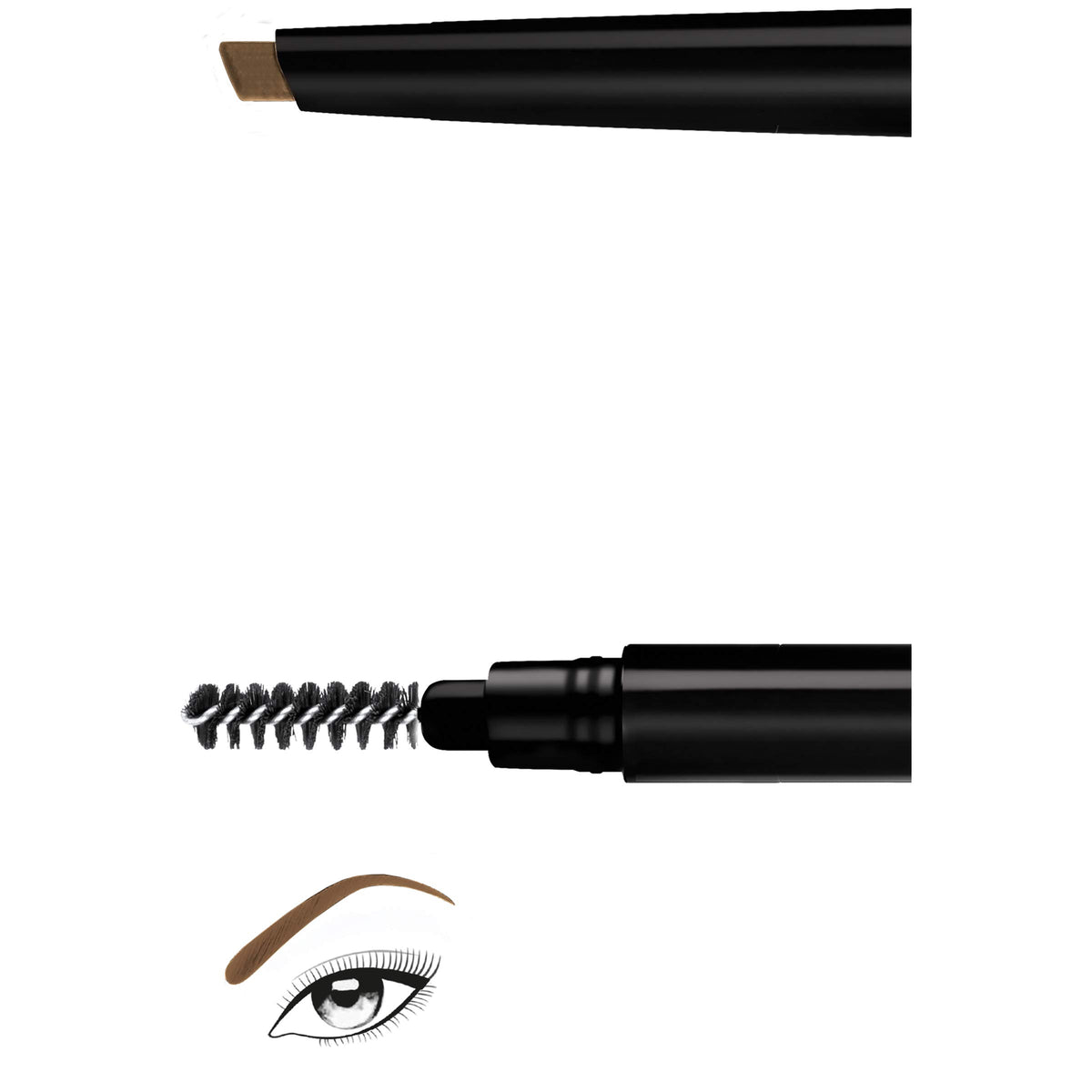 L'Oreal Brow Stylist Pencil next to Voluminous Mascara