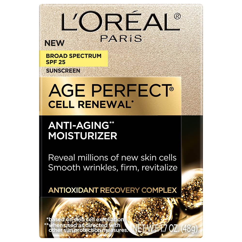L'Oreal Paris Age Perfect Cell Renewal Day Moisturiser side view with SPF 25 label