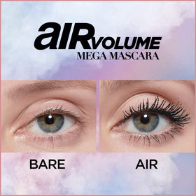 L'Oreal Paris Air Volume Mega Mascara on a vanity with other makeup products