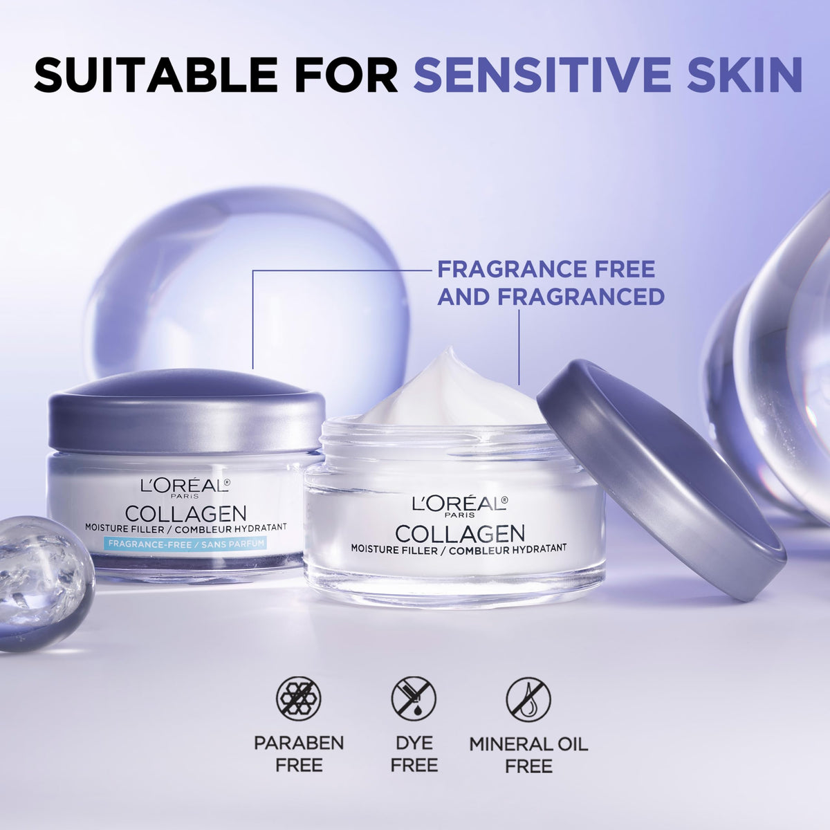 L'Oreal Paris Collagen Moisture Filler Face Cream in bathroom setting