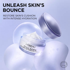 L'Oreal Paris Collagen Moisture Filler Face Cream side view with packaging