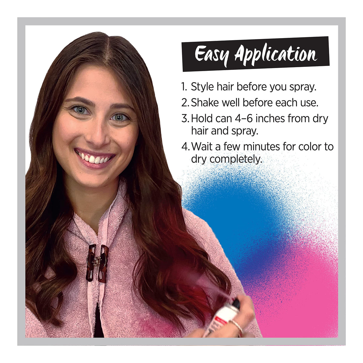 L'Oreal Paris Colorista 1-Day Washable Hair Colour Spray application on hair