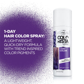 L'Oreal Paris Colorista 1-Day Washable Hair Colour Spray, Purple with vibrant hair