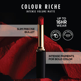 L'Oreal Paris Colour Riche Matte Lipstick Le Carmin Courage swatch on skin