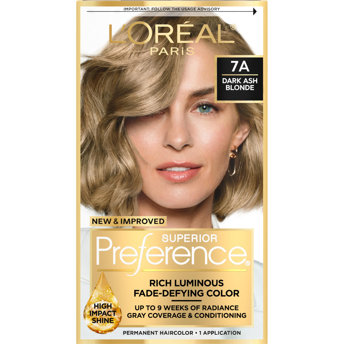 L'Oreal Paris Dark Ash Blonde Hair Colour Kit front view