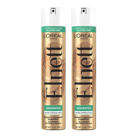 L'Oreal Paris Elnett Unscented Hairspray front view, 11 oz can