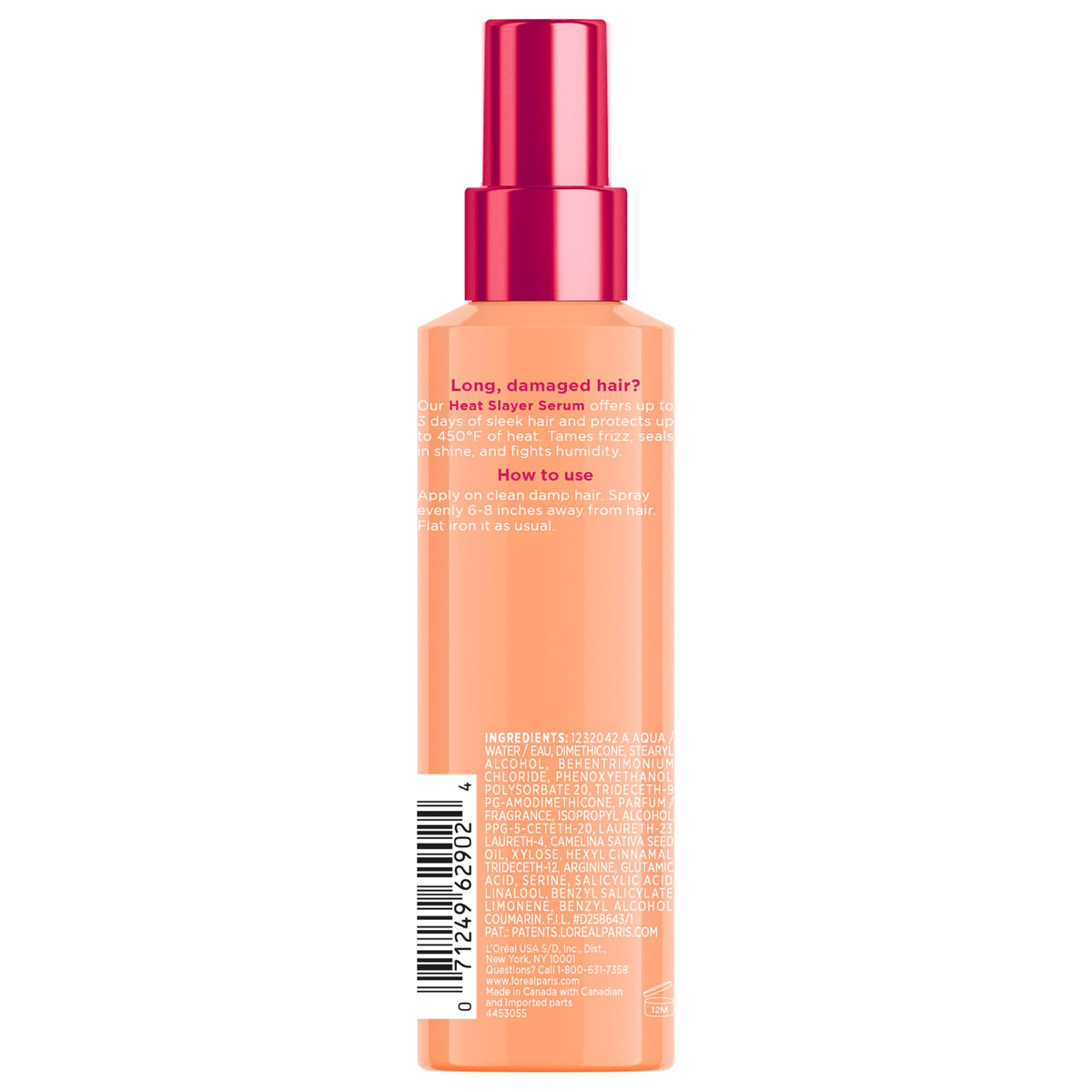L'Oreal Paris Elvive Dream Lengths Heat Slayer Pre-Iron Spray 4.4oz ingredients list