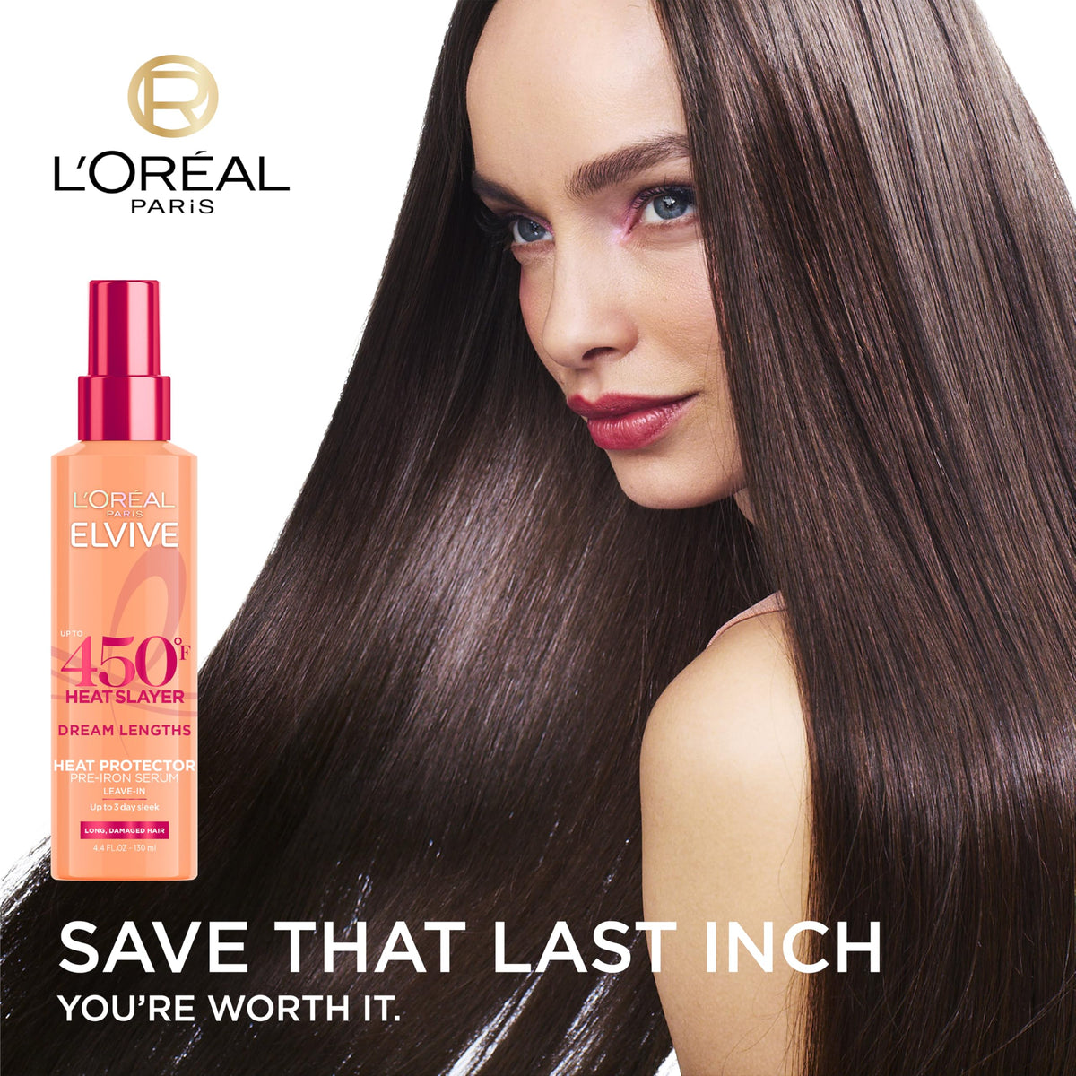 L'Oreal Paris Elvive Dream Lengths Heat Slayer Pre-Iron Spray 4.4oz side view