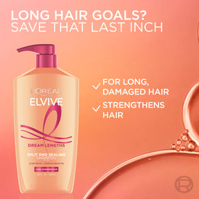 L'Oreal Paris Elvive Dream Lengths Shampoo and Conditioner Set with floral background