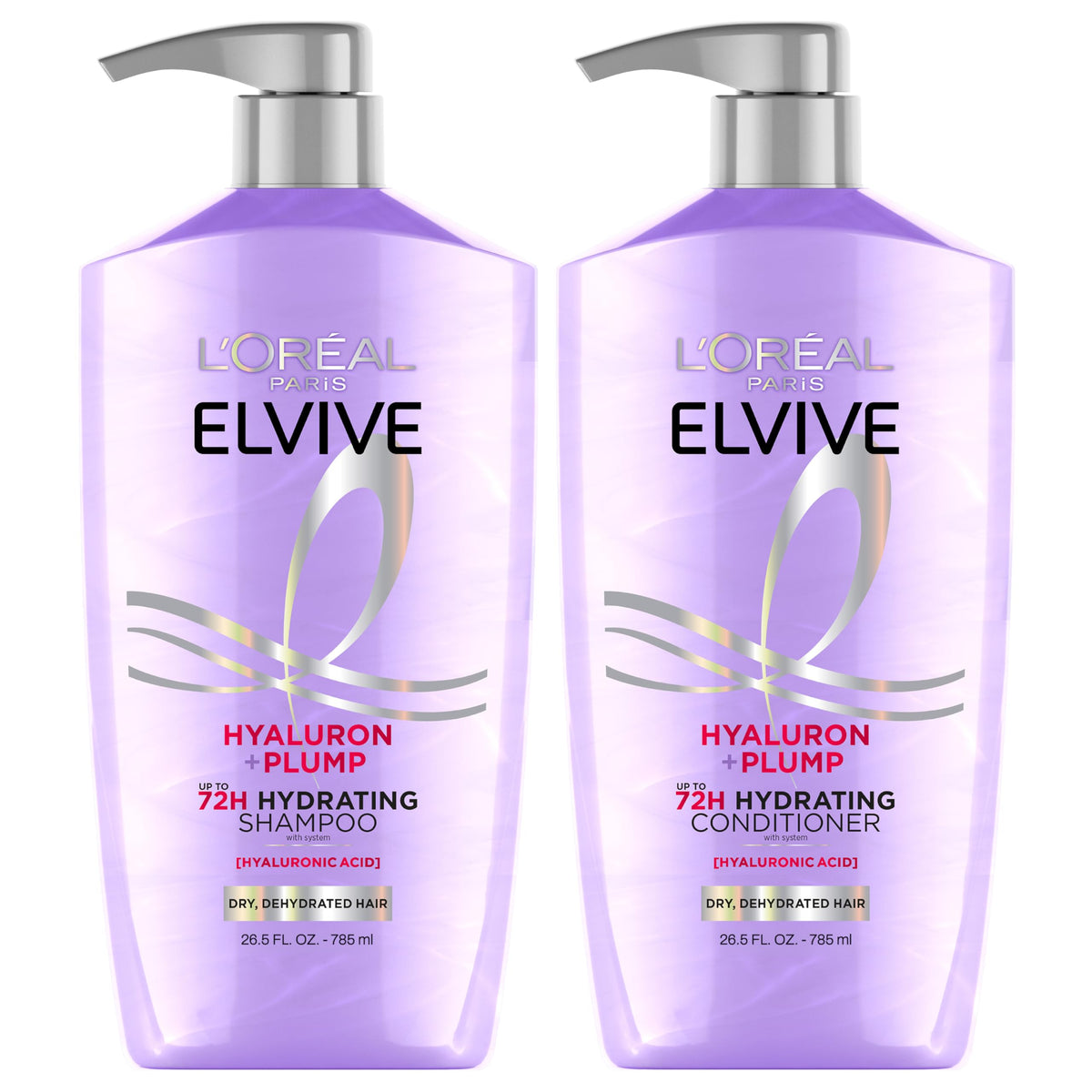 L'Oreal Paris Elvive Hyaluron Plump Shampoo and Conditioner Set front view