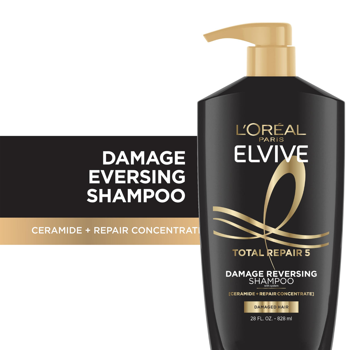 L'Oreal Paris Elvive Total Repair 5 Shampoo bottle close-up