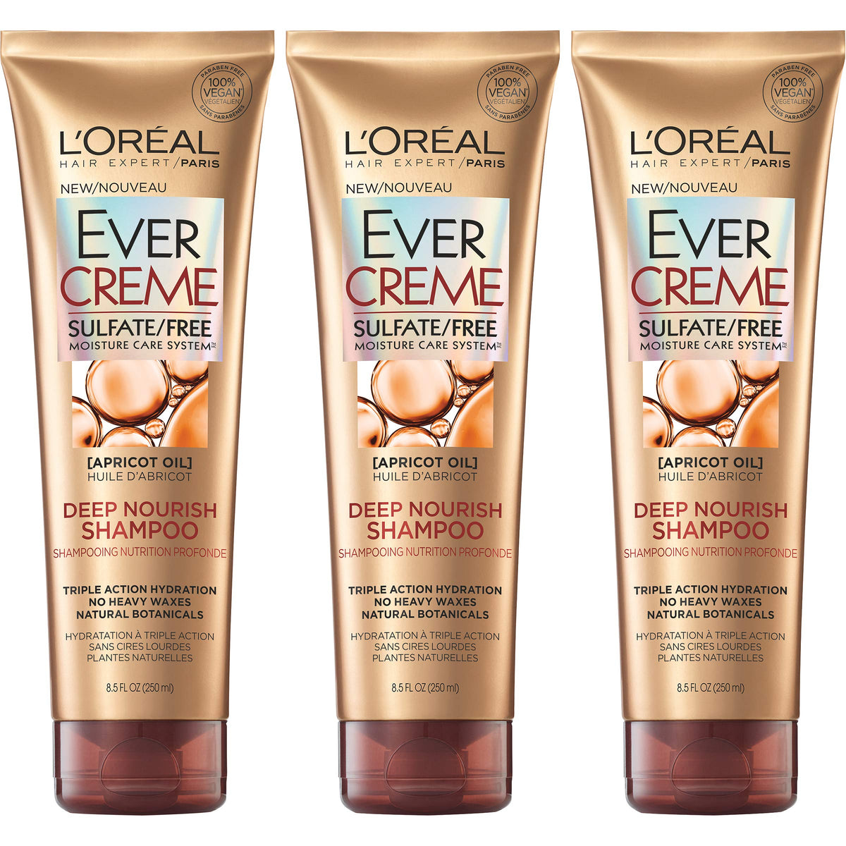 L'Oreal Paris Evercreme Deep Nourish Shampoo 3 Count front view