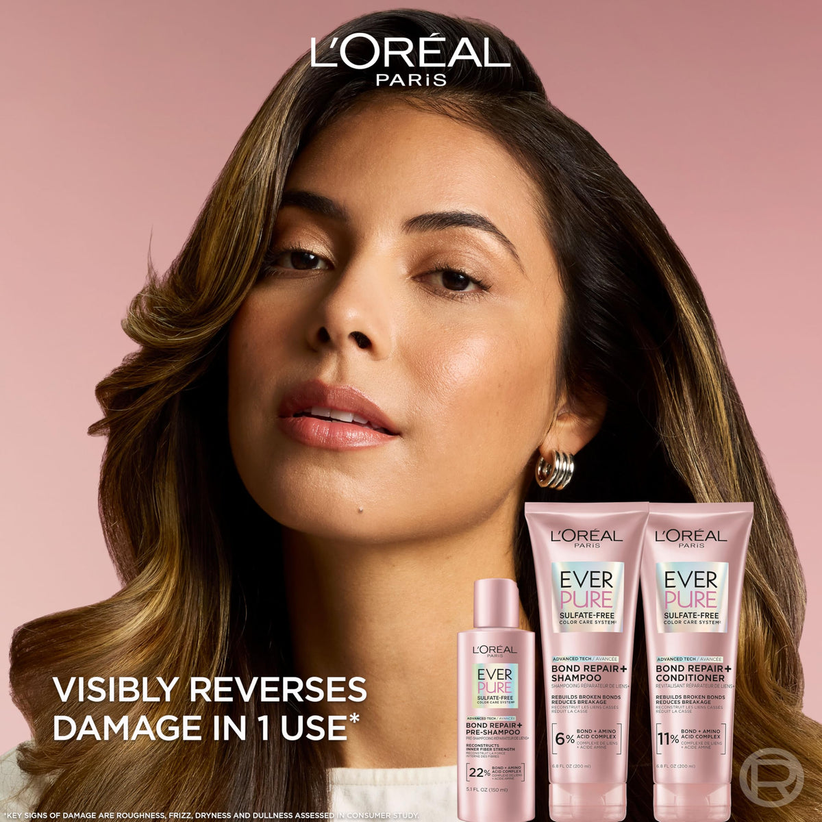 L'Oreal Paris EverPure Bond Repair+ Shampoo bottle side view