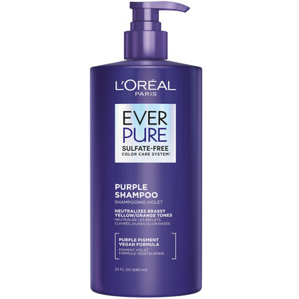 L'Oreal Paris EverPure Brass Toning Purple Shampoo front view 23 Fl Oz
