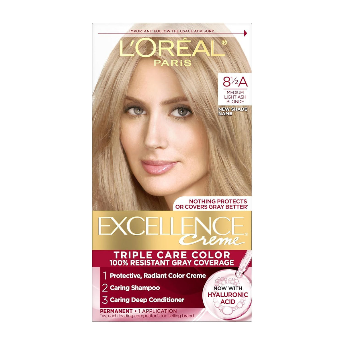 L'Oreal Paris Excellence Créme Hair Colour kit contents including protective colour crème