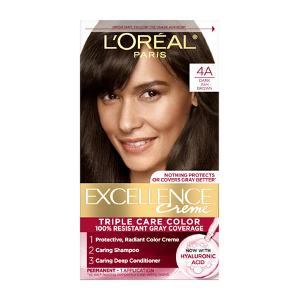 L'Oreal Paris Excellence Crème Hair Dye 4A Dark Ash Brown packaging front view