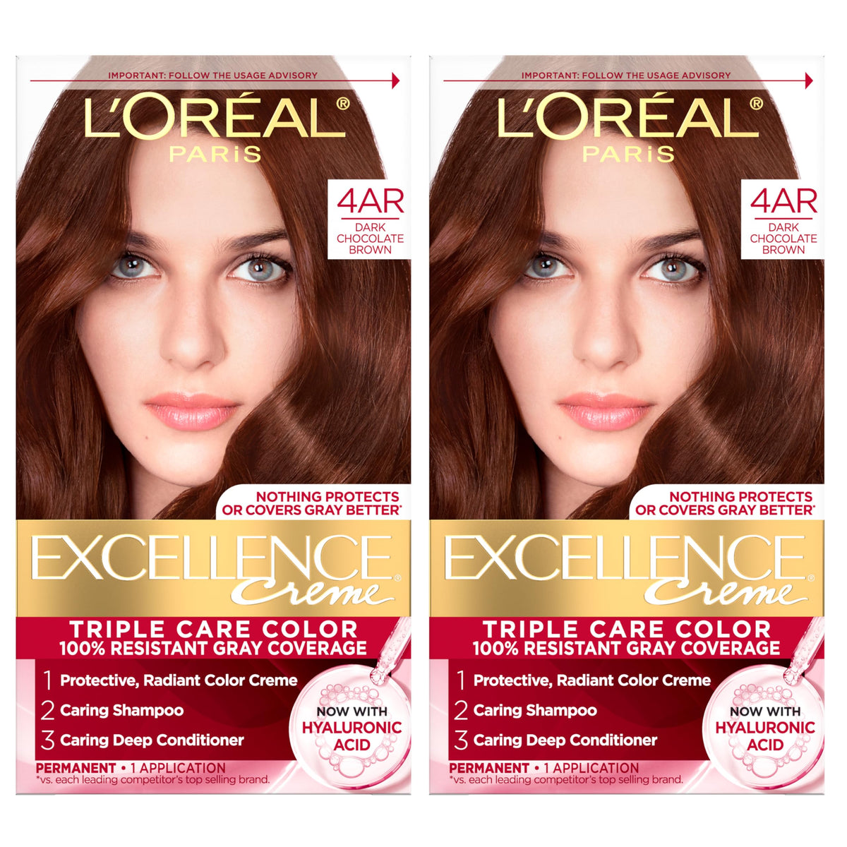 L'Oreal Paris Excellence Crème Hair Dye 4AR Dark Chocolate Brown front view