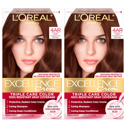 L'Oreal Paris Excellence Crème Hair Dye 4AR Dark Chocolate Brown front view