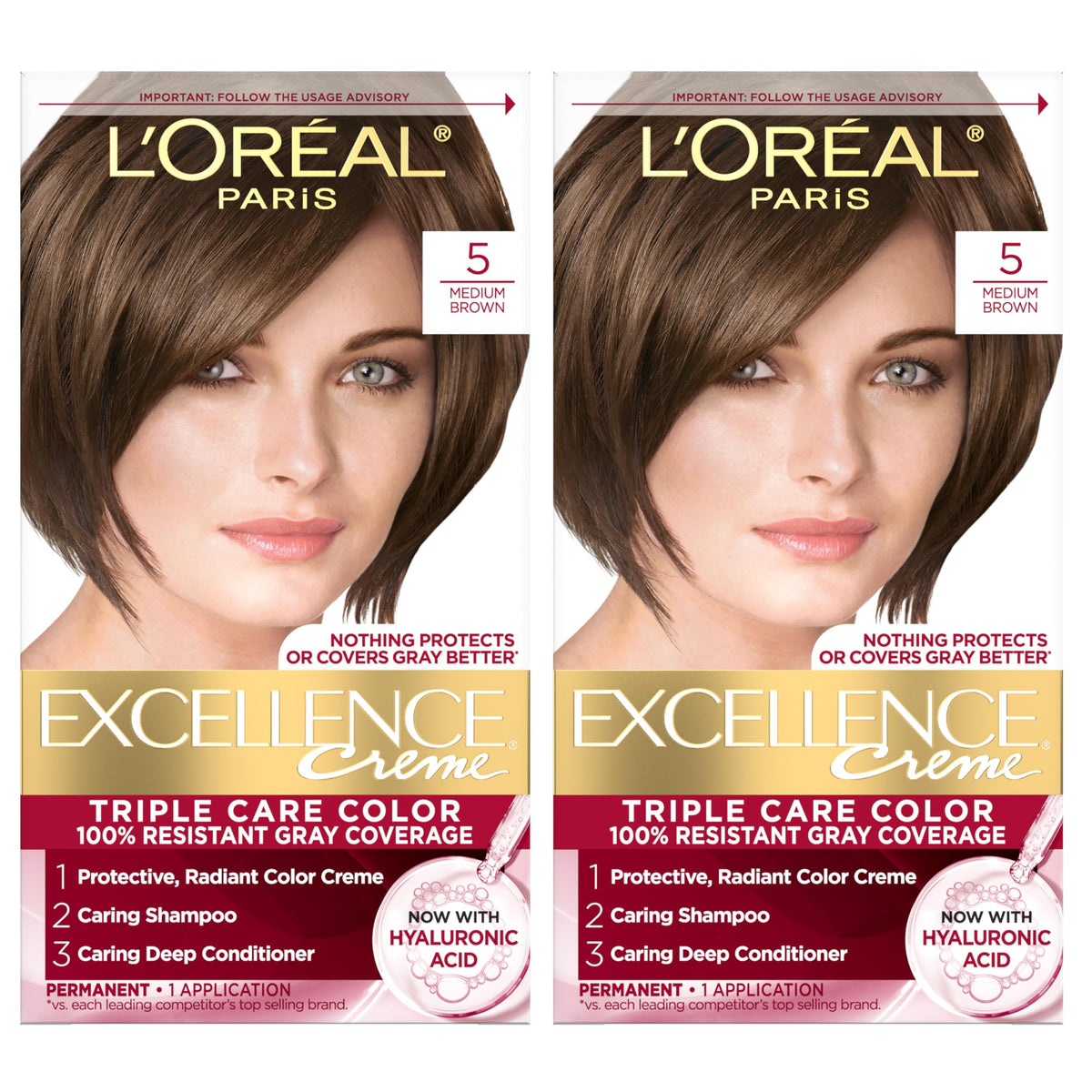 L'Oreal Paris Excellence Crème Hair Dye 5 Medium Brown front view
