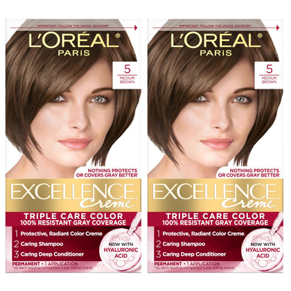 L'Oreal Paris Excellence Crème Hair Dye 5 Medium Brown front view