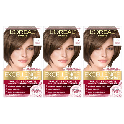 L'Oreal Paris Excellence Crème Hair Dye 5 Medium Brown front view