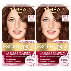 L'Oreal Paris Excellence Crème Hair Dye 5RB Medium Reddish Brown kit front view