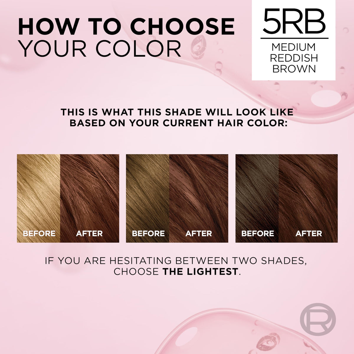 L'Oreal Paris Excellence Crème Hair Dye 5RB shade comparison chart