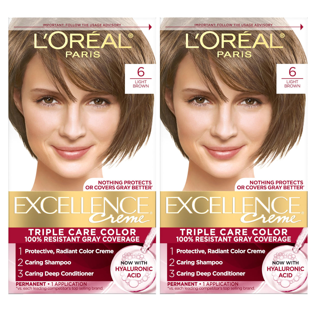 L'Oreal Paris Excellence Crème Hair Dye 6 Light Brown front view