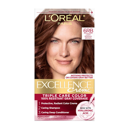 L'Oreal Paris Excellence Crème Hair Dye 6RB Light Reddish Brown packaging front view