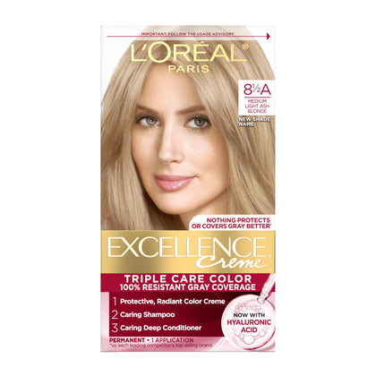 L'Oreal Paris Excellence Crème Hair Dye 8.5A Medium Light Ash Blonde front view