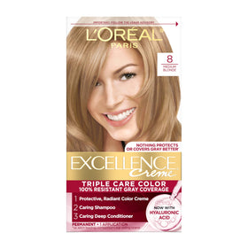 L'Oreal Paris Excellence Crème Hair Dye 8 Medium Blonde front view