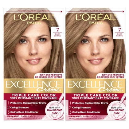 L'Oreal Paris Excellence Crème Hair Dye Kit 7 Dark Blonde front view
