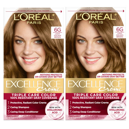 L'Oreal Paris Excellence Crème Hair Dye Light Golden Brown front view