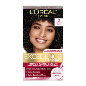 L'Oreal Paris Excellence Crème Permanent Hair Dye 3 Natural Black front view