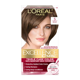 L'Oreal Paris Excellence Crème Permanent Hair Dye 5 Medium Brown front view