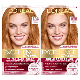 L'Oreal Paris Excellence Crème Permanent Hair Dye 8RB Reddish Blonde front view
