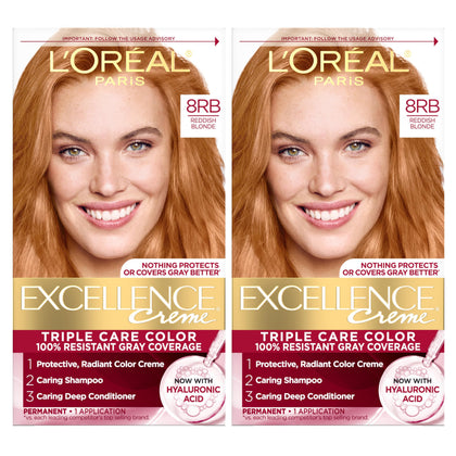 L'Oreal Paris Excellence Crème Permanent Hair Dye 8RB Reddish Blonde front view
