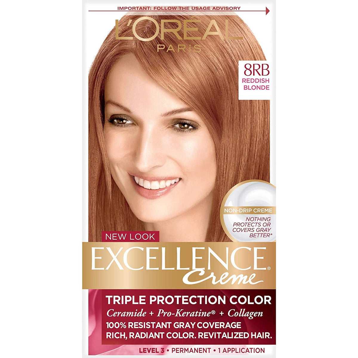 L'Oreal Paris Excellence Triple Protection Colour Creme 8RB front view