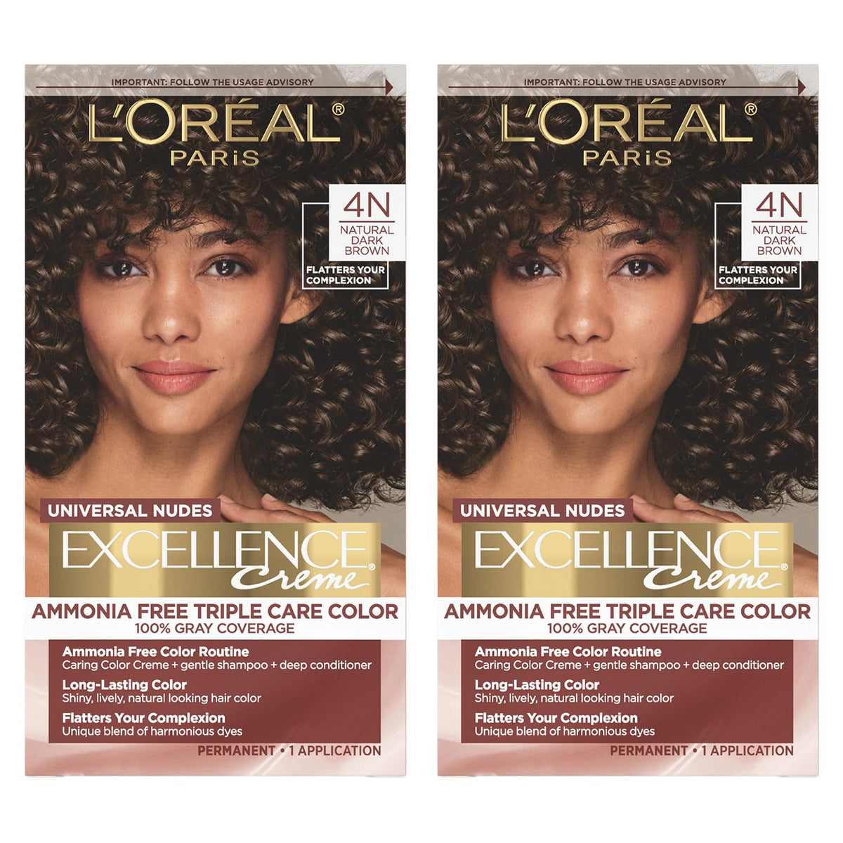 L'Oreal Paris Excellence Universal Nudes 4N Dark Brown Hair Colour front view