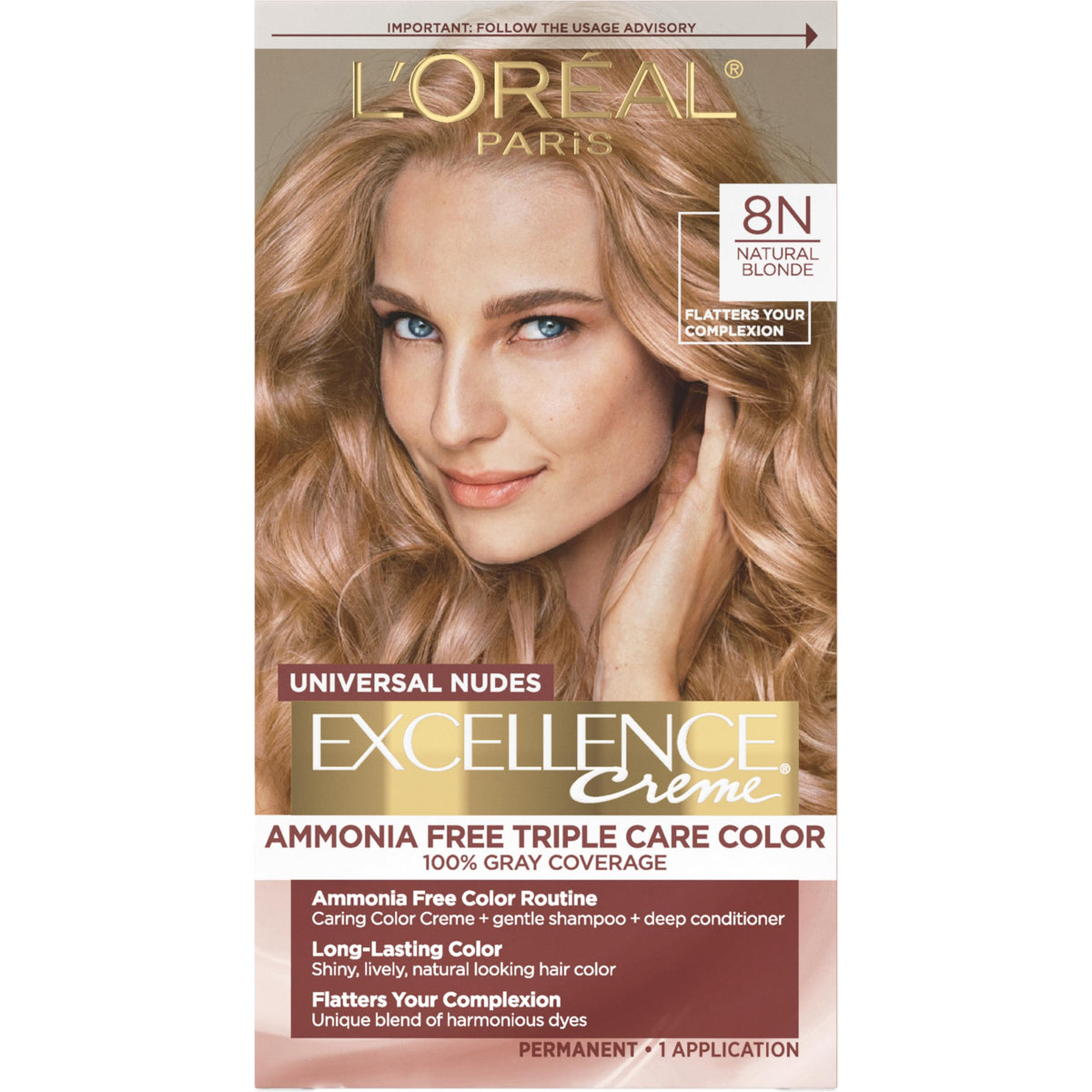 L'Oreal Paris Excellence Universal Nudes Hair Color kit front view