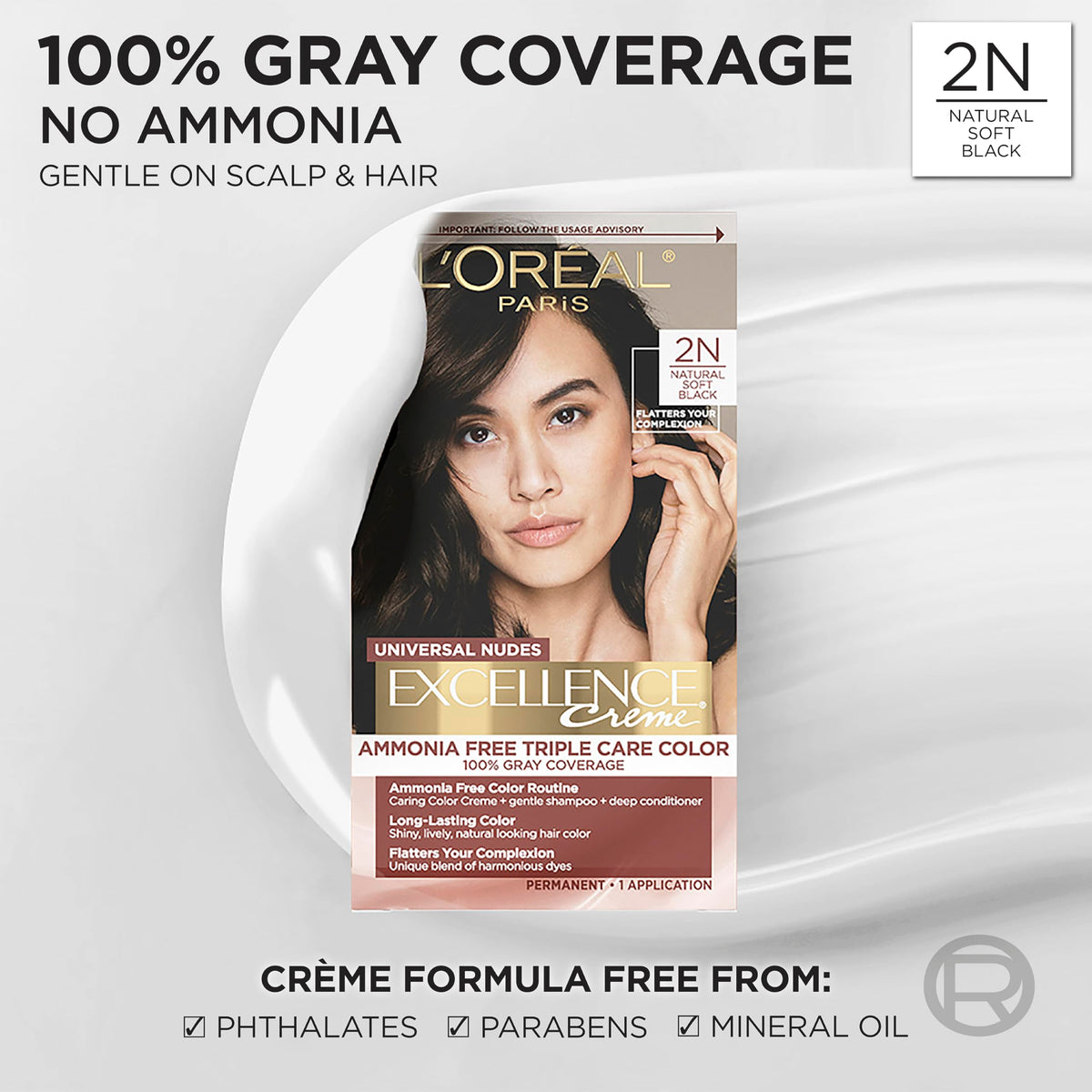 L'Oreal Paris Excellence Universal Nudes Hair Colour 2N Natural Soft Black packaging