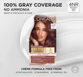 L'Oreal Paris Excellence Universal Nudes Hair Colour 4NR Natural Dark Red tube