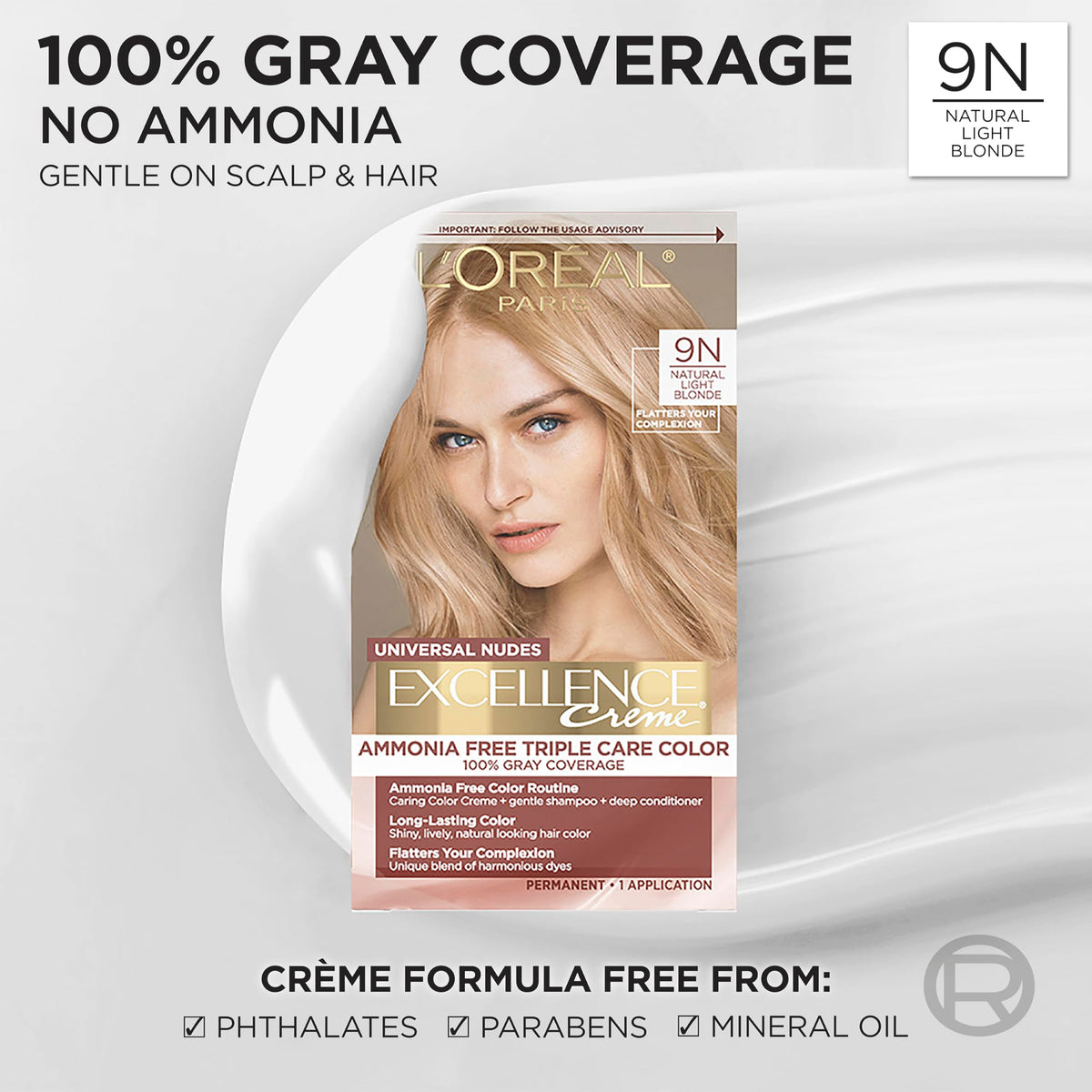 L'Oreal Paris Excellence Universal Nudes Hair Colour 9N Natural Light Blonde packaging